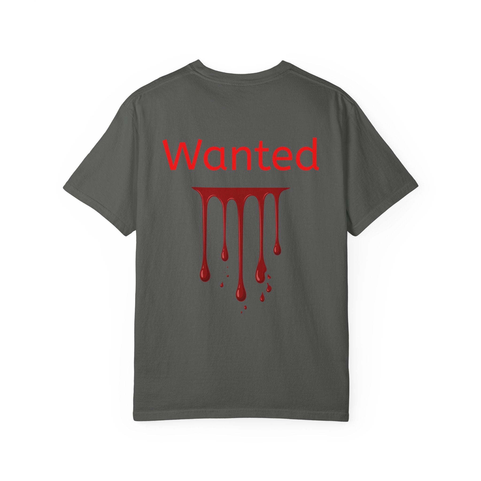 Graphic T-Shirt — Vintage Pyramid Collage with 'Wanted' Drip Design