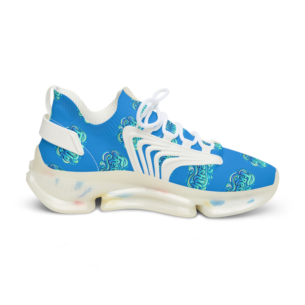 Mesh Sneakers — Blue 'Fresh Up' Patterned Athletic Shoes