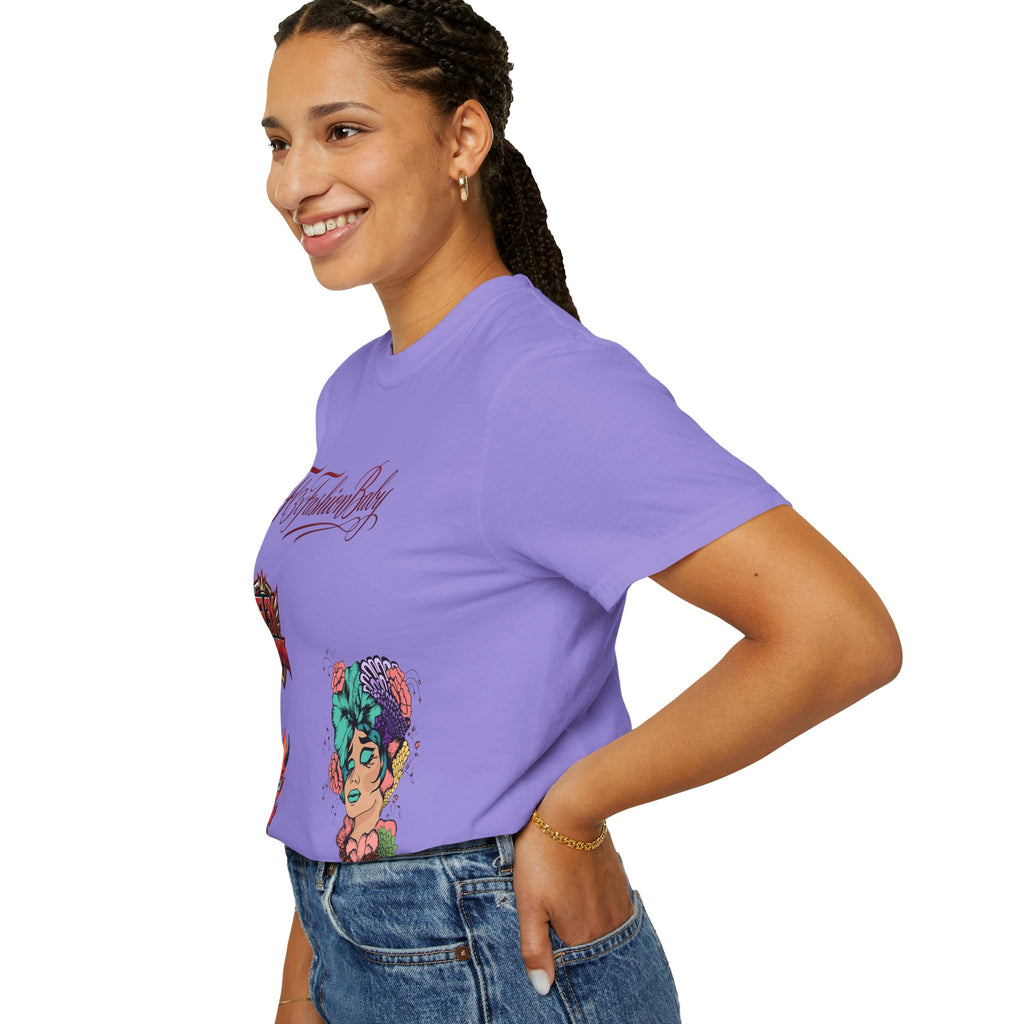Artistic Floral Portrait T-Shirt — 'Fl3xFashionBaby' Graphic Tee