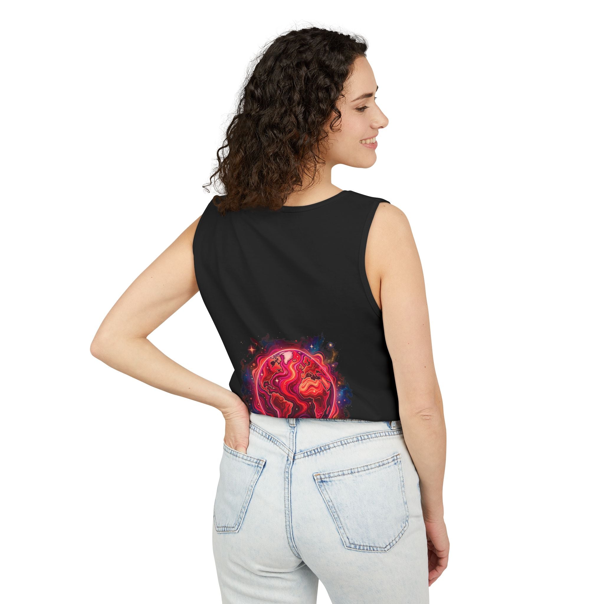 Red Planet Graphic Tank Top — '17/17' Streetwear Planet Design
