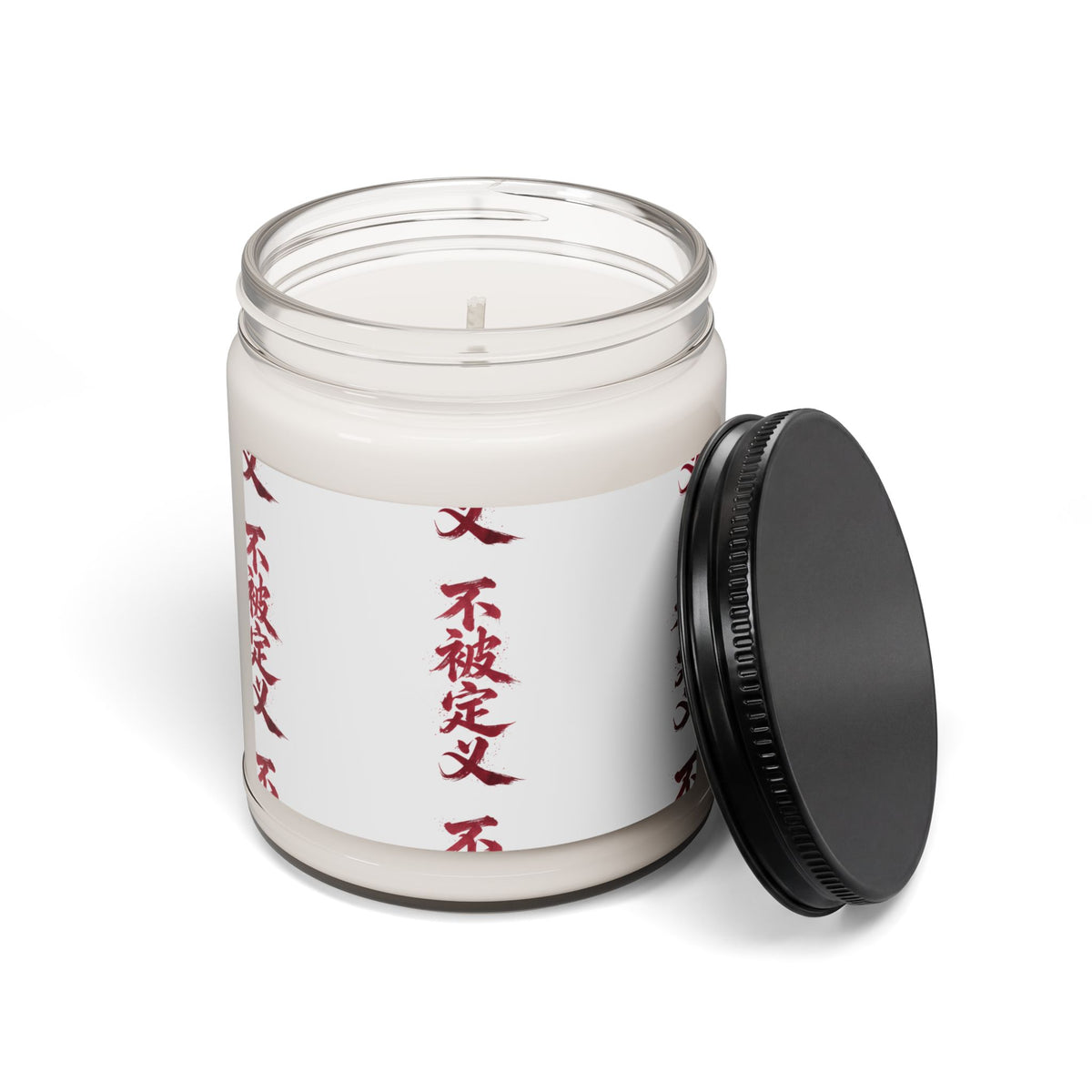Soy Candle — Minimal Red Kanji Pattern Scented Candle (9 oz)