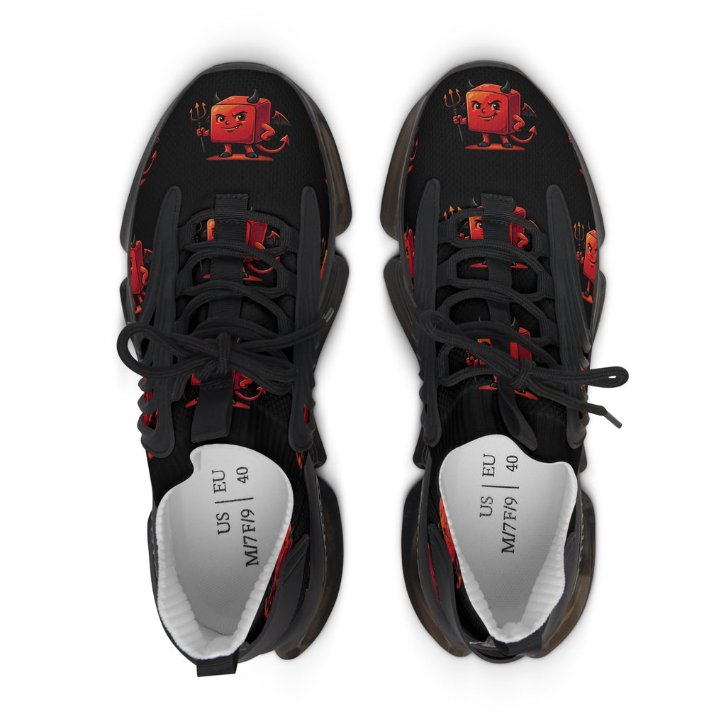 Women's Mesh Sneakers — Black Graphic Retro Cartoon Face Athletic Shoes