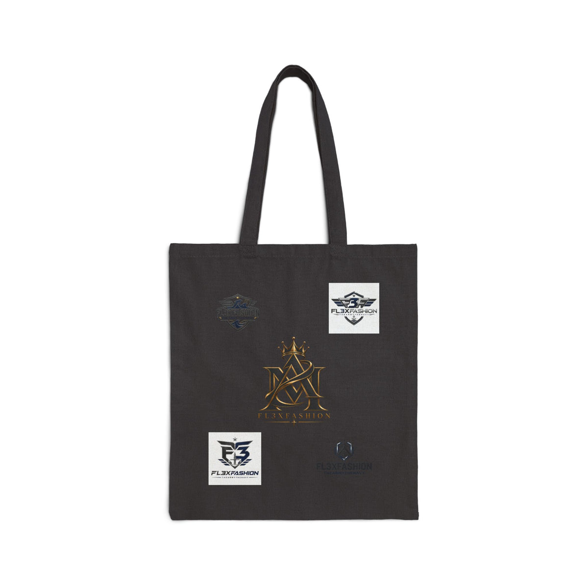 Canvas Tote Bag — Minimal Monogram Logos Cotton Shopper