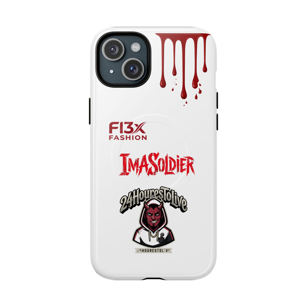 Tough Magnetic Phone Case — 'ImASoldier' Blood Drip Gaming Design