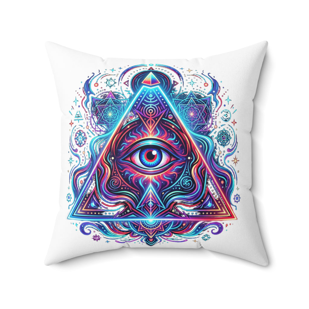Mystic Third Eye Triangle Pillow - Psychedelic Spiritual Decorative Throw