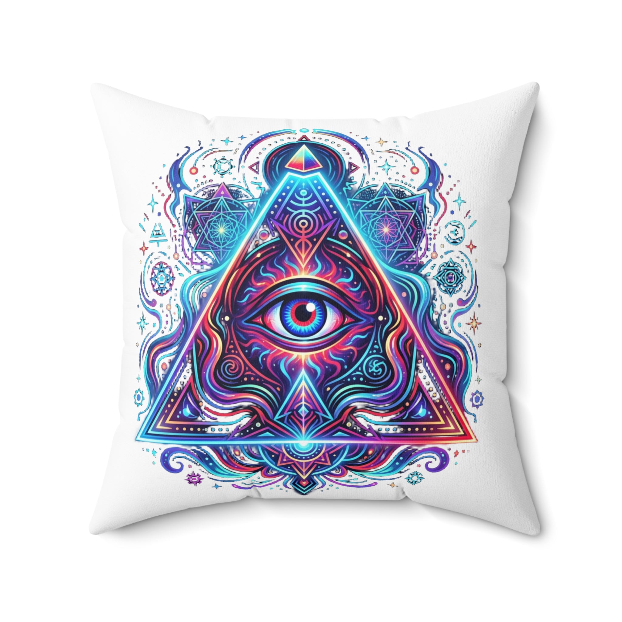 Mystic Third Eye Triangle Pillow - Psychedelic Spiritual Decorative Throw