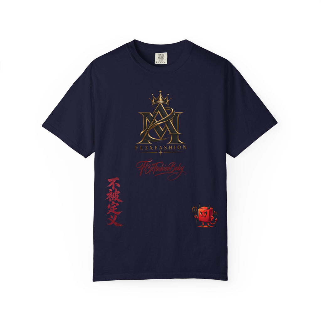 Graphic T-Shirt — Urban Asian-Inspired Logo Tee with Kanji & Devil Icon