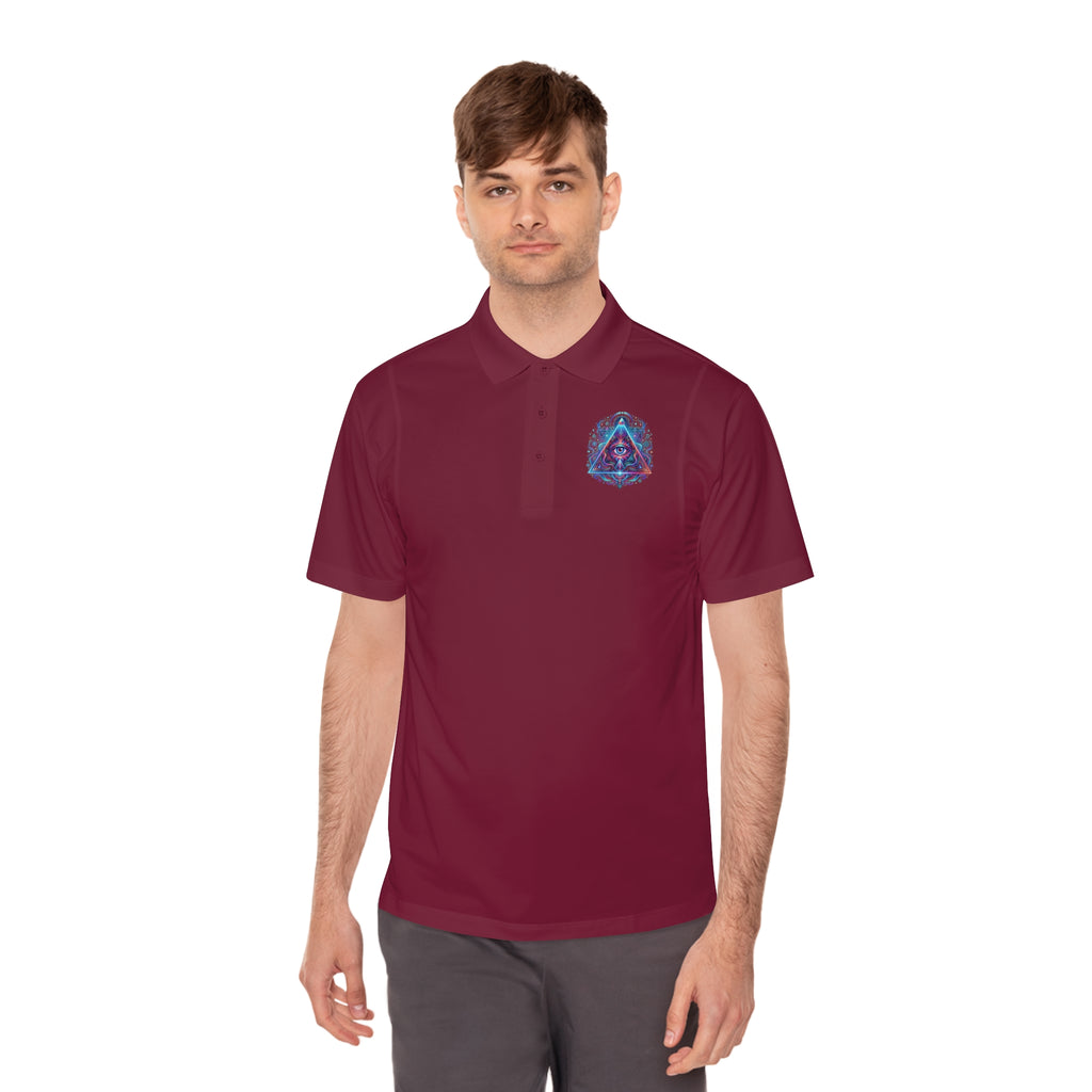 Men's Polo Shirt — Mystic All-Seeing Eye Triangle Design with 17/17 Accent
