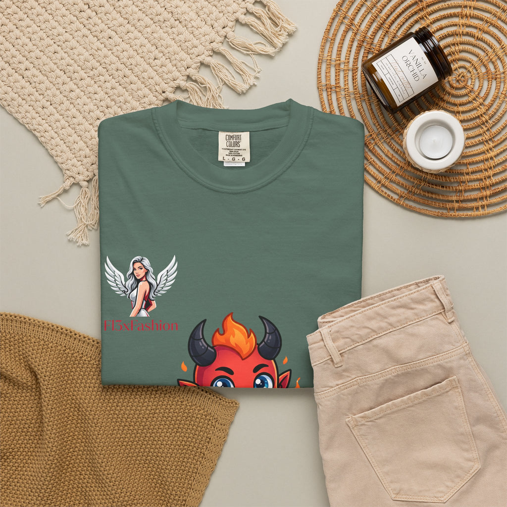 Devil Cartoon Graphic T-Shirt — Fiery Cute Demon Design