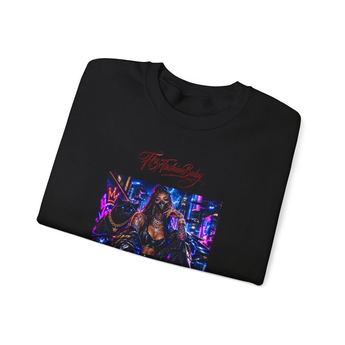 Crewneck Sweatshirt — Futuristic Neon City Graphic