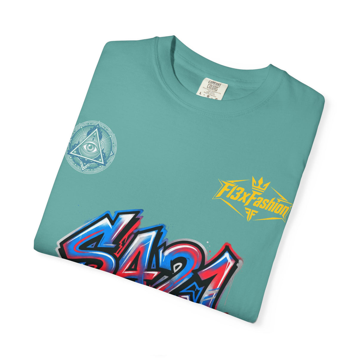 SA21 Graffiti T-Shirt — Urban Streetwear Tee with Drip Art & Tropical Patch