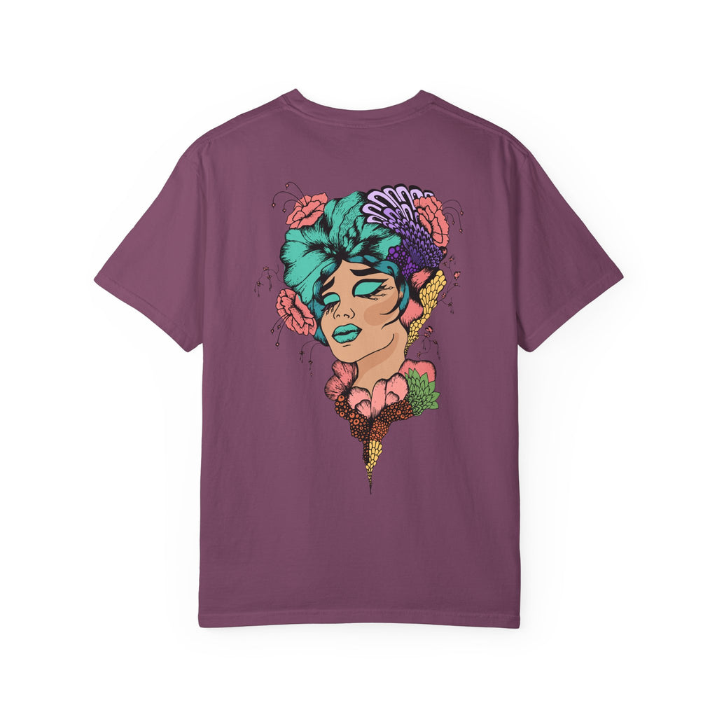Artistic Floral Portrait T-Shirt — 'Fl3xFashionBaby' Graphic Tee