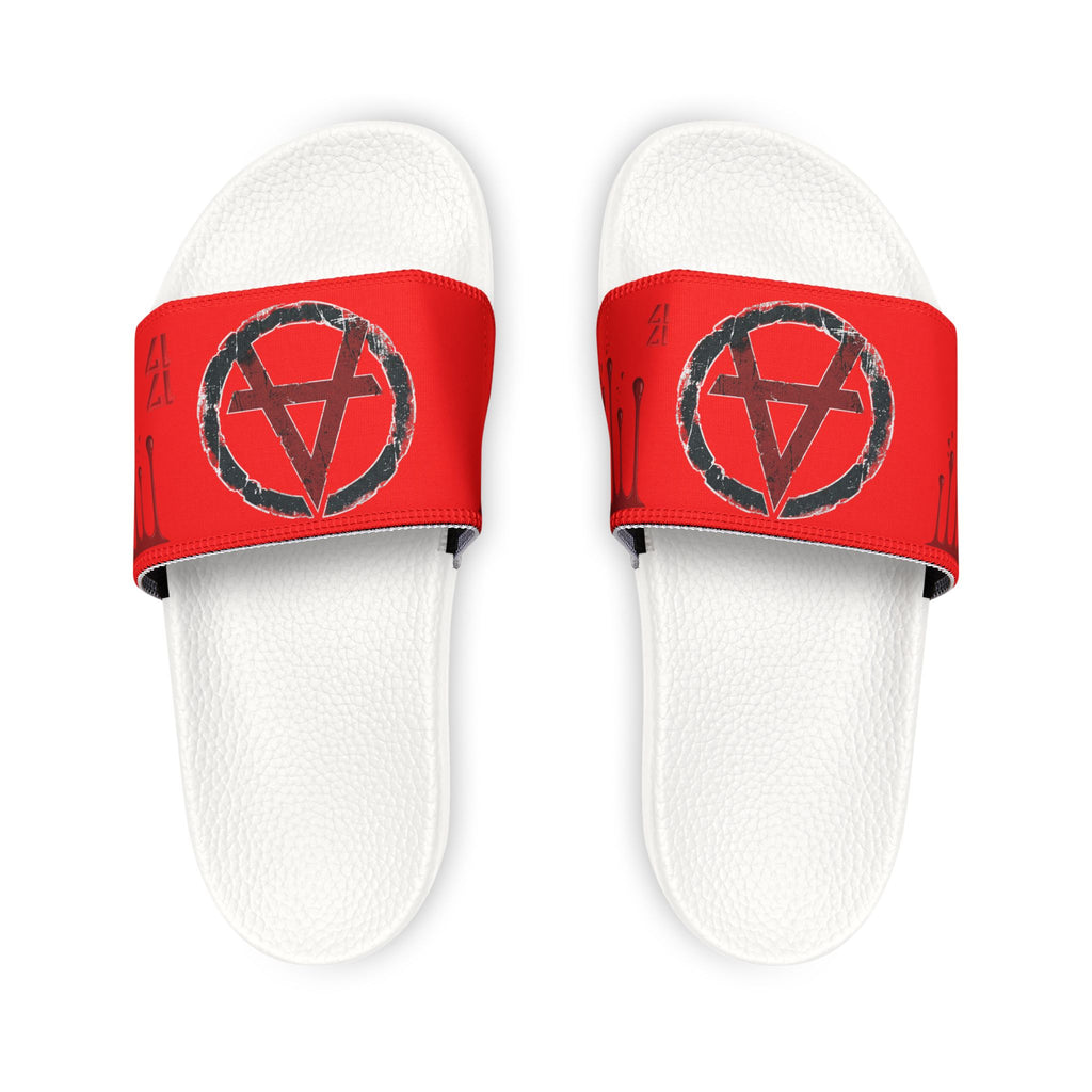Women's Slip-On Sandals — Red Anarchy Symbol Removable-Striped Strap Slides