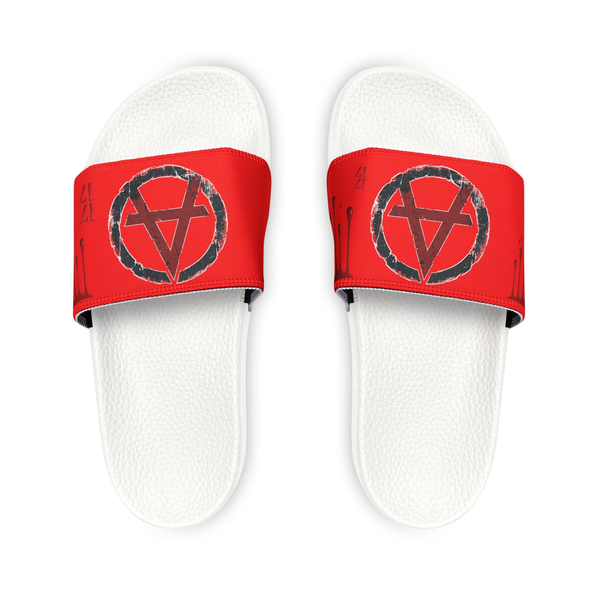 Women's Slip-On Sandals — Red Anarchy Symbol Removable-Striped Strap Slides