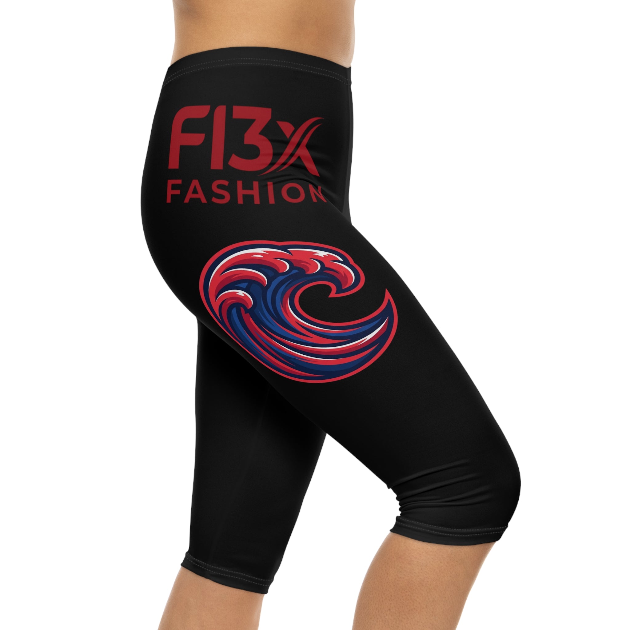 Wave Logo Capri Leggings — Women’s Athletic AOP Crop Pants