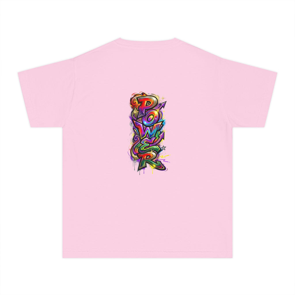 Youth Tee - Colorful 'Power' Graffiti Vertical Graphic