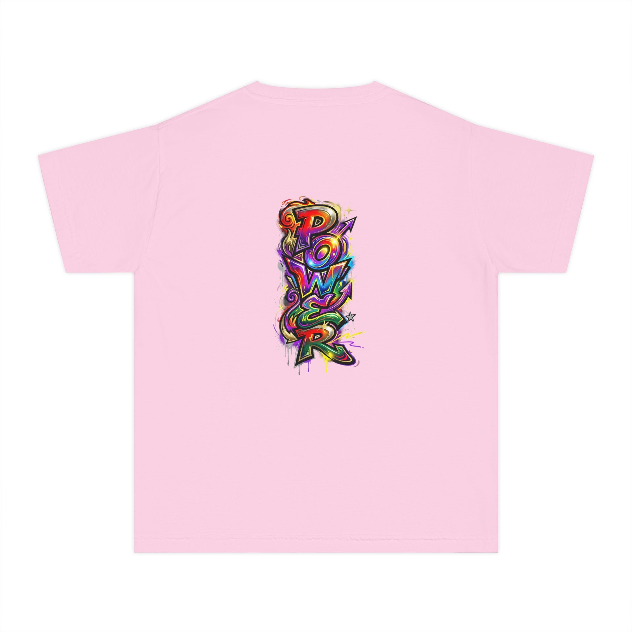 Youth Tee - Colorful 'Power' Graffiti Vertical Graphic