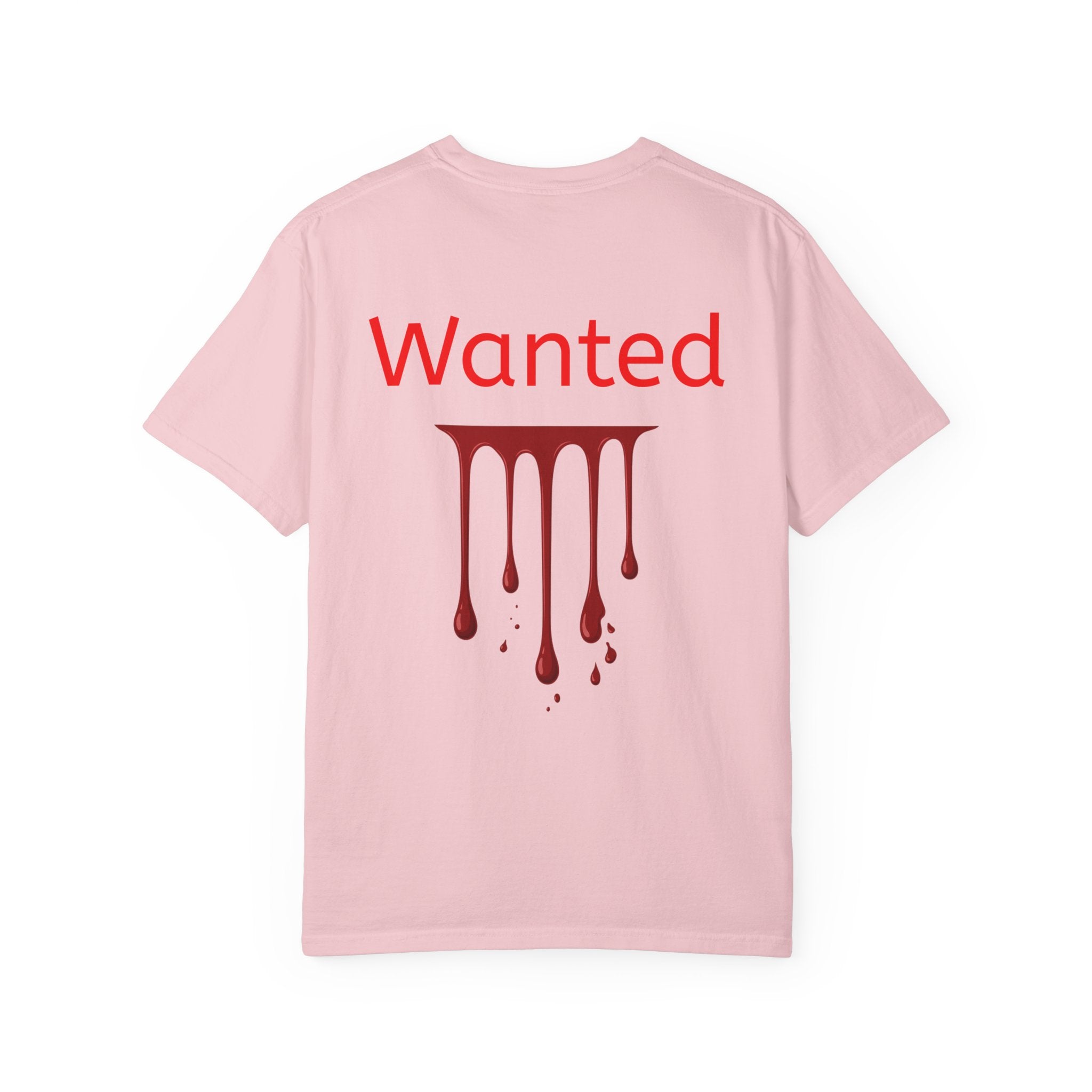 Graphic T-Shirt — Vintage Pyramid Collage with 'Wanted' Drip Design