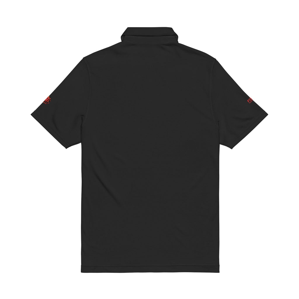 Embroidered Devil Mascot Men's Polo — White Performance Golf Shirt