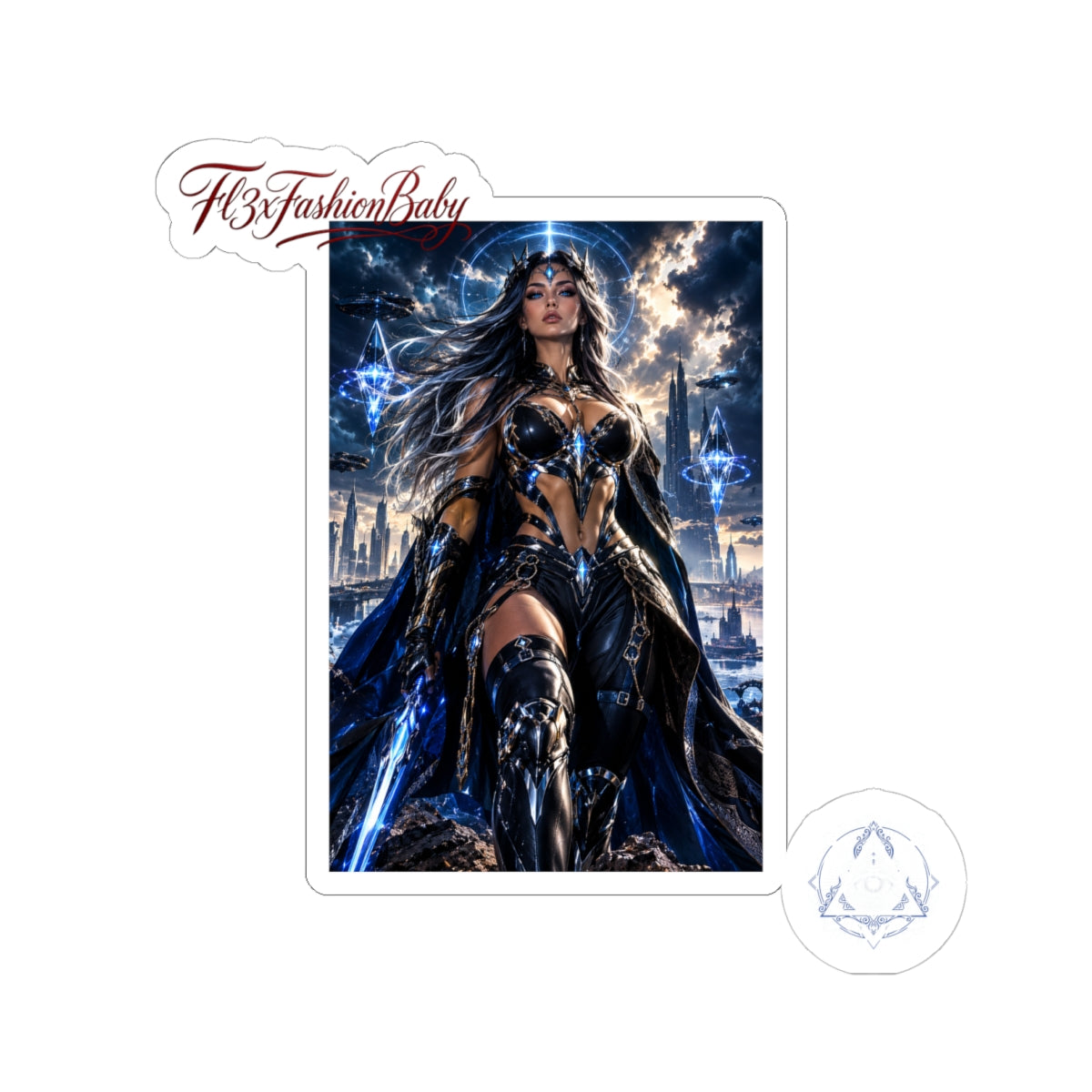 Warrior Queen Fantasy Sticker — Valiant Female Knight Kiss-Cut Sticker