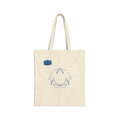 Canvas Tote Bag — Minimal Blue Floral Line Art Everyday Market Tote