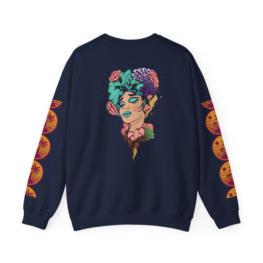 Crewneck Sweatshirt — Floral Femme Portrait “FitFashionBaby” Graphic