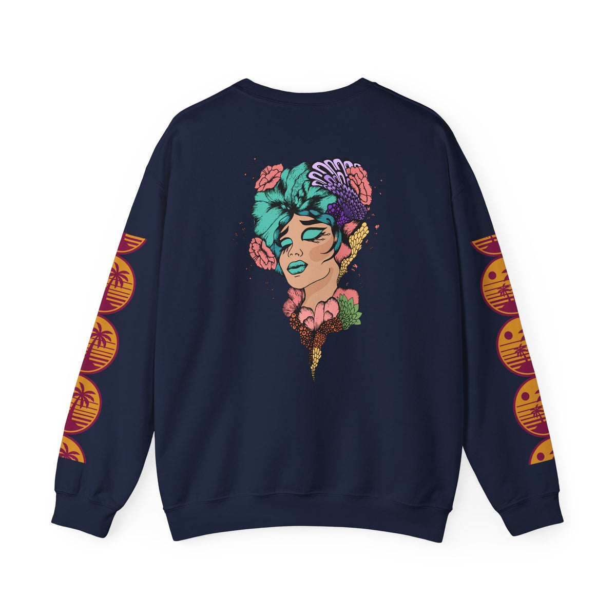Crewneck Sweatshirt — Floral Femme Portrait “FitFashionBaby” Graphic