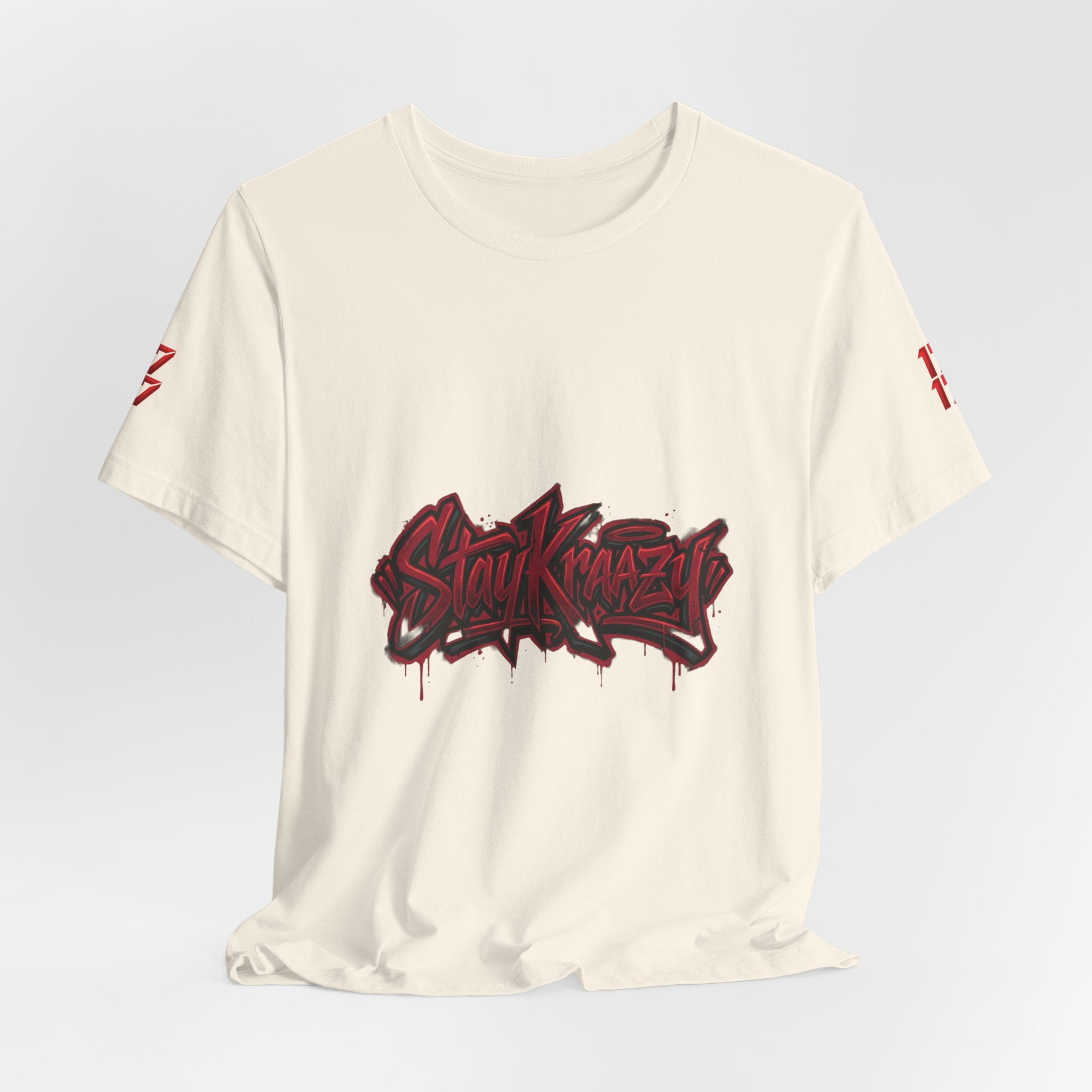 Stay Krazi Graffiti Tee — Red 17 Streetwear T‑Shirt