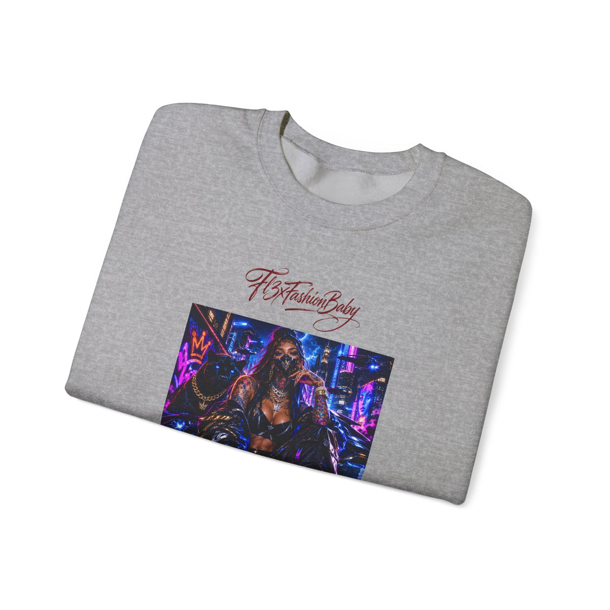 Crewneck Sweatshirt — Futuristic Neon City Graphic