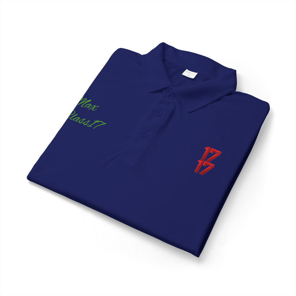 Embroidered 17/17 Polo Shirt with 'Max Crew!!' Accent
