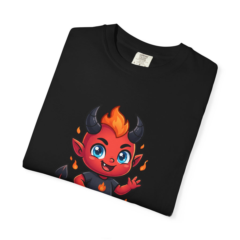 Devil Baby Graphic T-Shirt — Cute Red Demon Cartoon Tee with "FBfashionBaby" Script