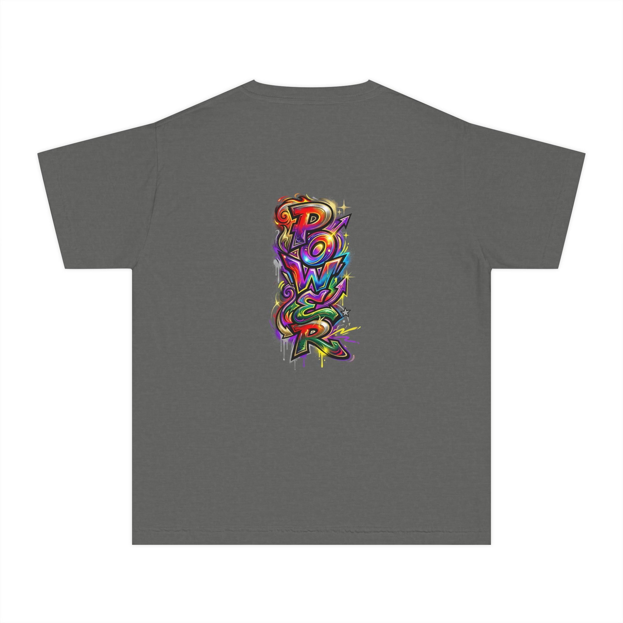 Youth Tee - Colorful 'Power' Graffiti Vertical Graphic