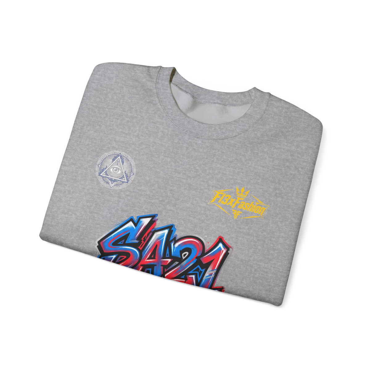 Graffiti 'SA21' Crewneck Sweatshirt – Urban Streetwear Graphic Pullover