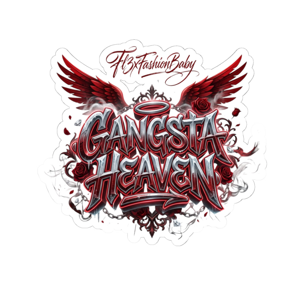Gangsta Heaven Kiss-Cut Sticker — Red Winged Street Art Decal