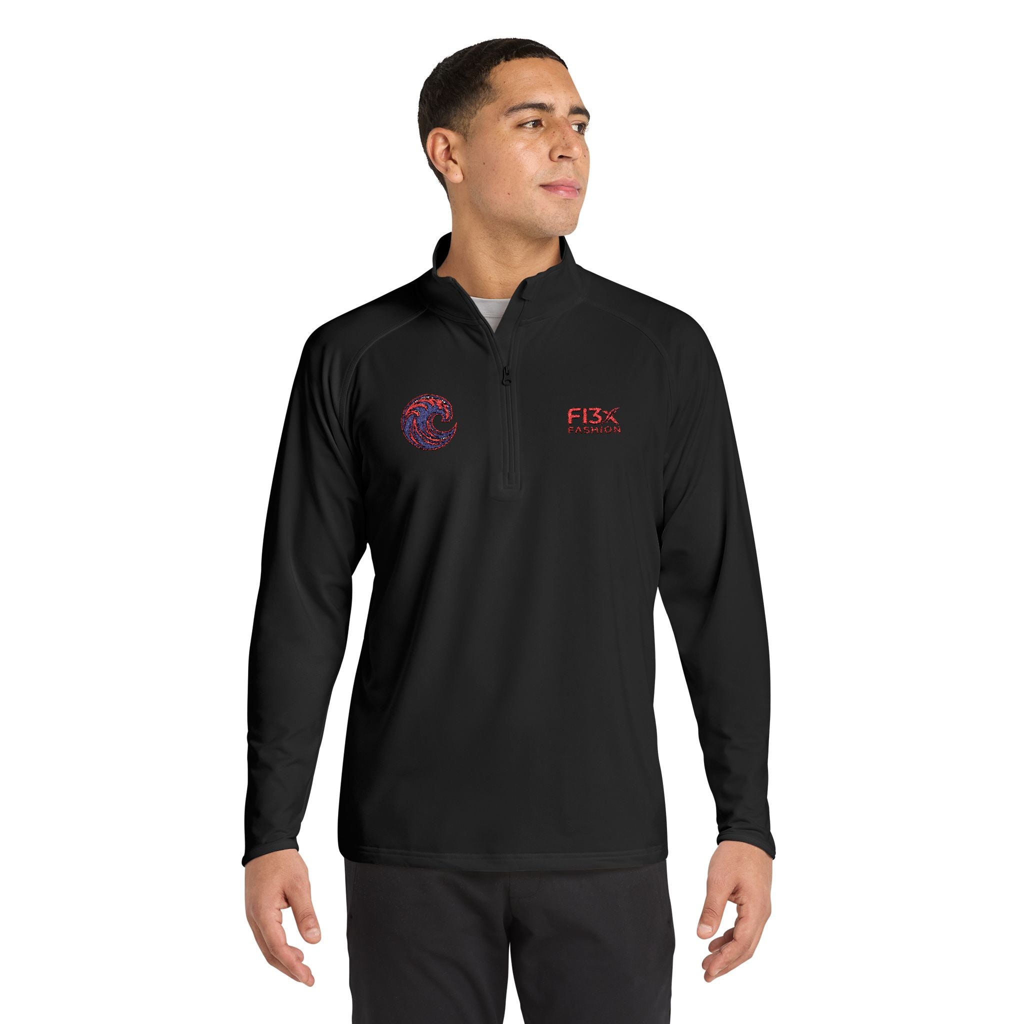 Embroidered Men's Quarter-Zip Pullover — FISX Racing Logo