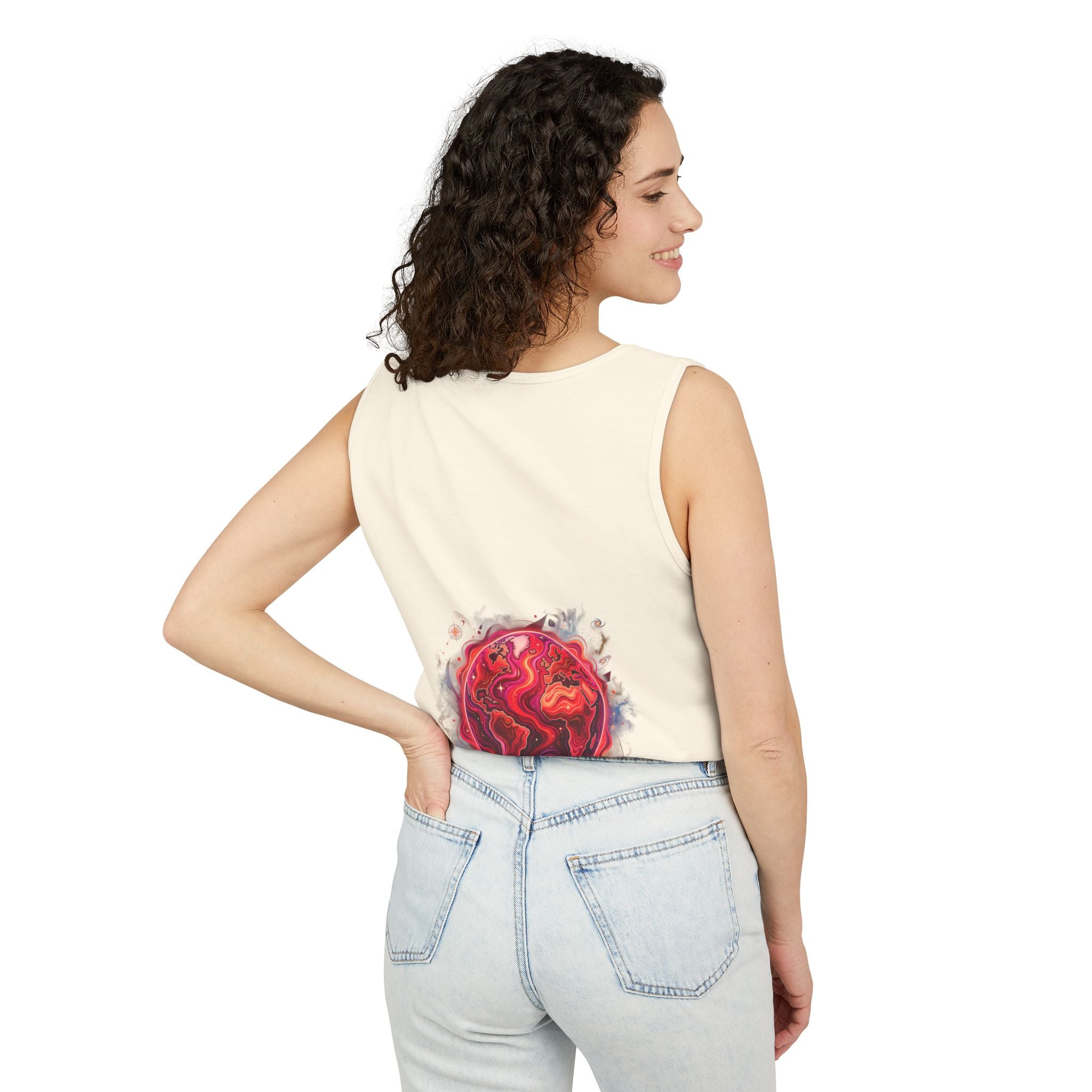 Red Planet Graphic Tank Top — '17/17' Streetwear Planet Design