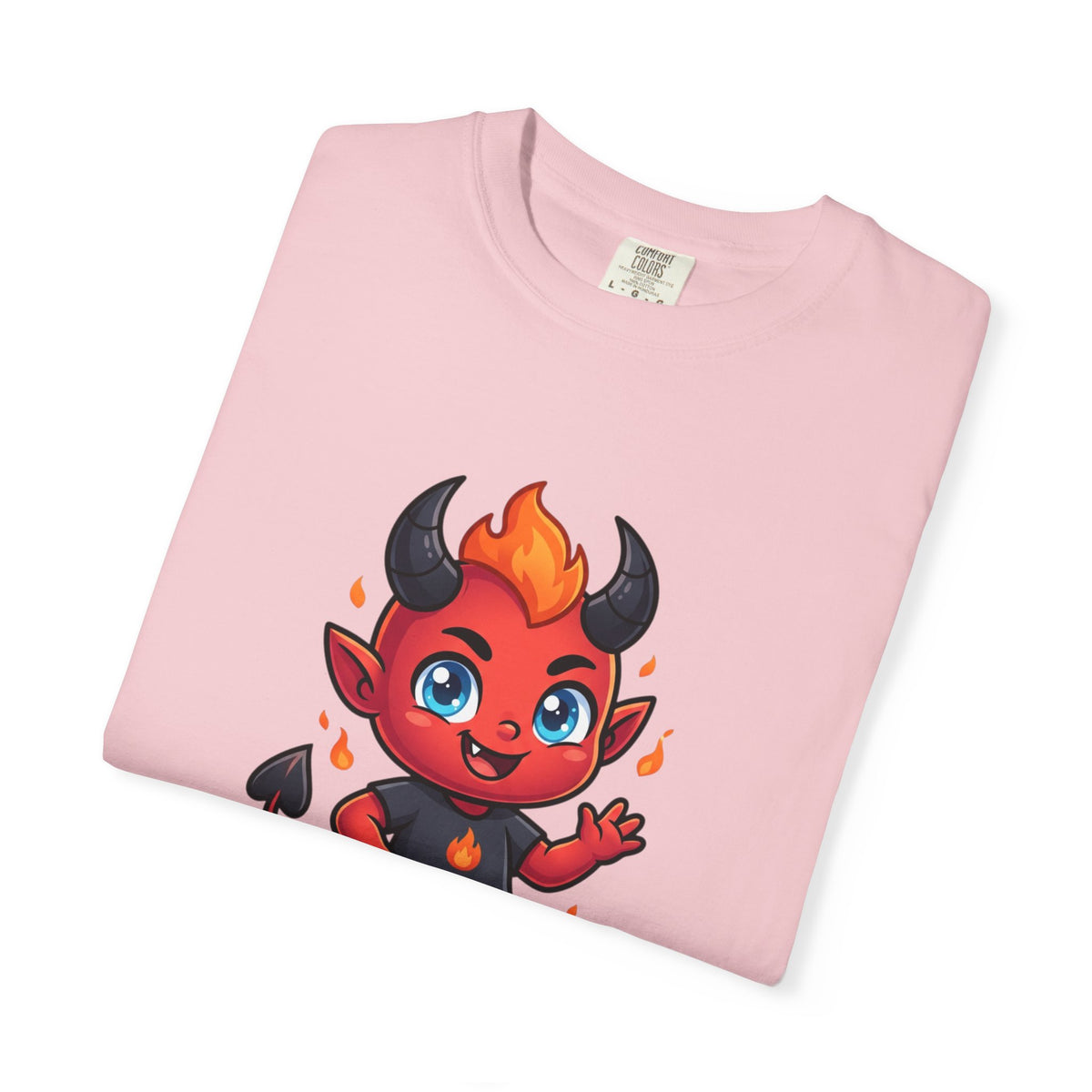 Devil Baby Graphic T-Shirt — Cute Red Demon Cartoon Tee with "FBfashionBaby" Script