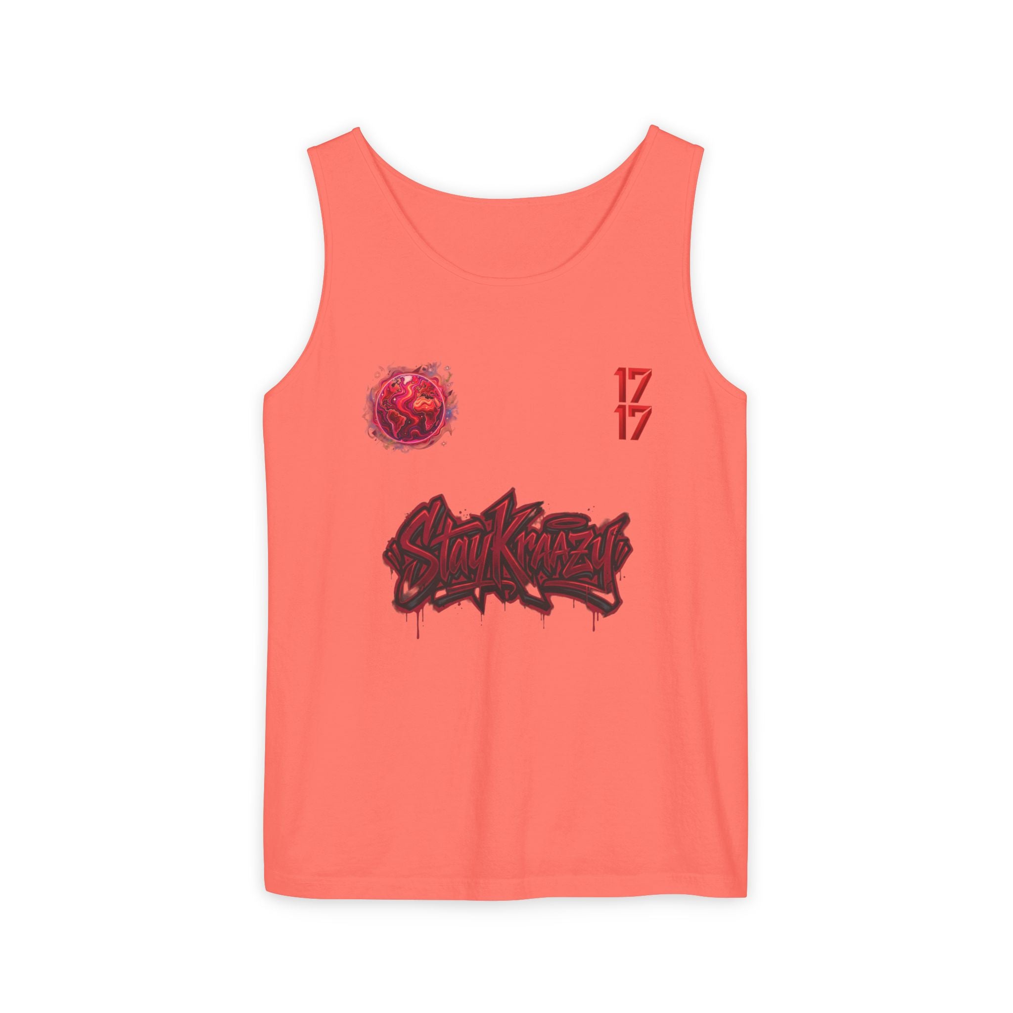 Red Planet Graphic Tank Top — '17/17' Streetwear Planet Design