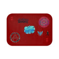 Red Graphic Sticker-Style Bath Mat — Anarchy, FreshUp & Psychedelic Emblems