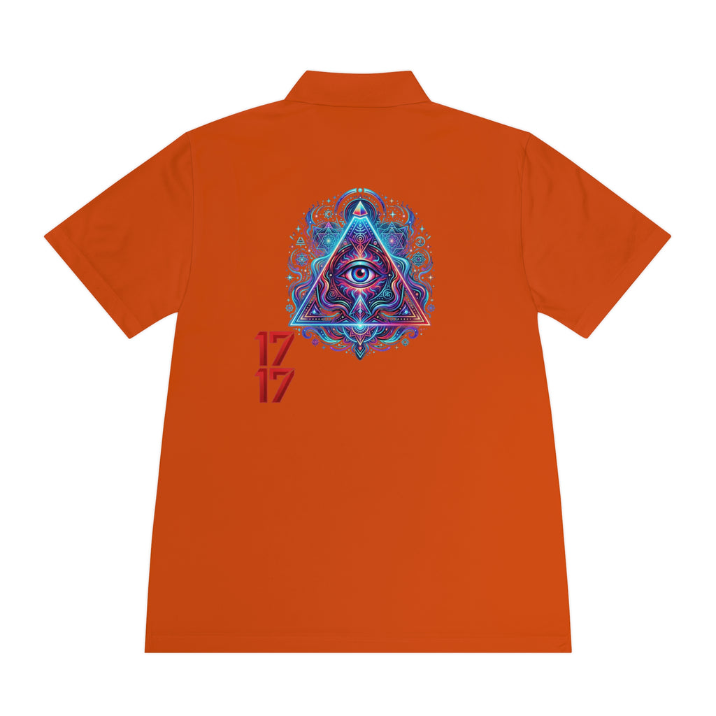 Men's Polo Shirt — Mystic All-Seeing Eye Triangle Design with 17/17 Accent