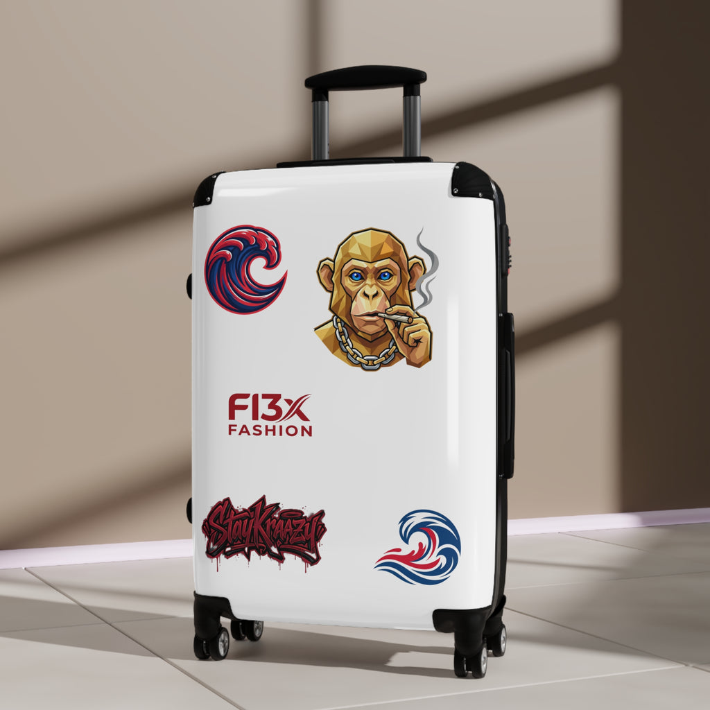 Sticker-Graphic Carry-On Suitcase — Urban Monkey Patch Travel Luggage