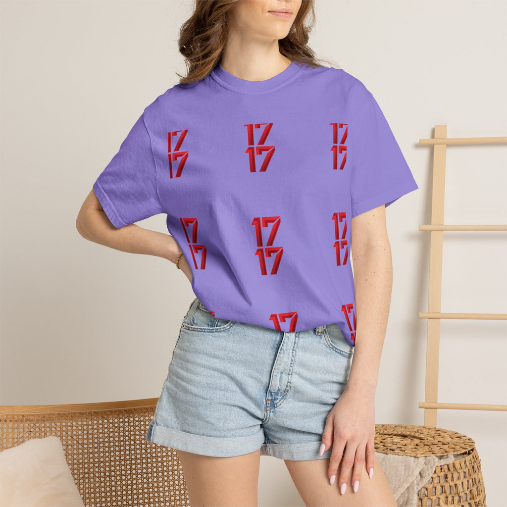 17 Pattern Graphic T-Shirt — Repeating Red Logo Tee