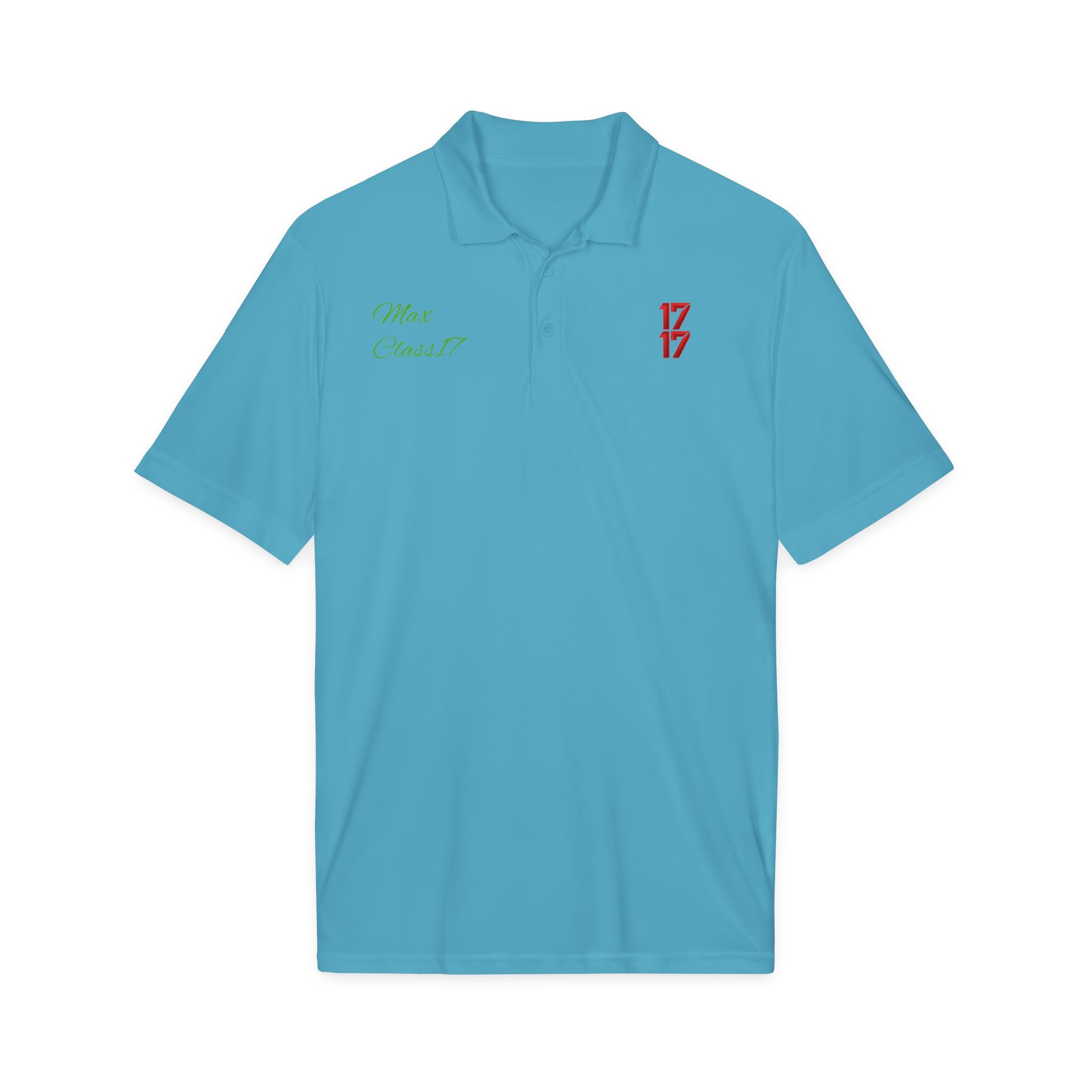 Embroidered 17/17 Polo Shirt with 'Max Crew!!' Accent