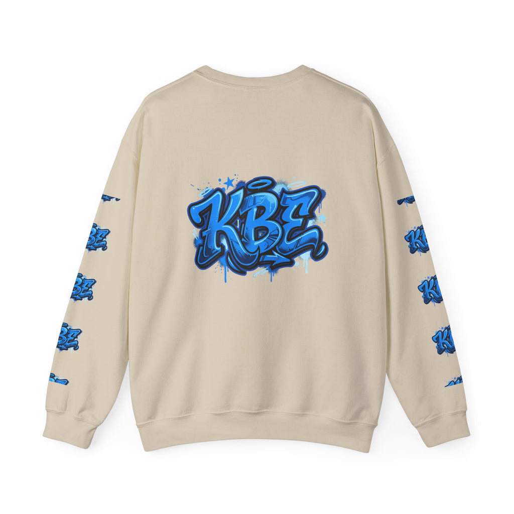 KBZ Graffiti Crewneck Sweatshirt – Streetwear Pullover with Blue Urban Tag Design