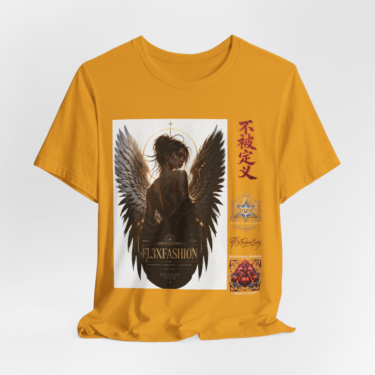 Angel Wings Graphic Tee — '不被定义' Asian-Inspired Dark Angel T-Shirt