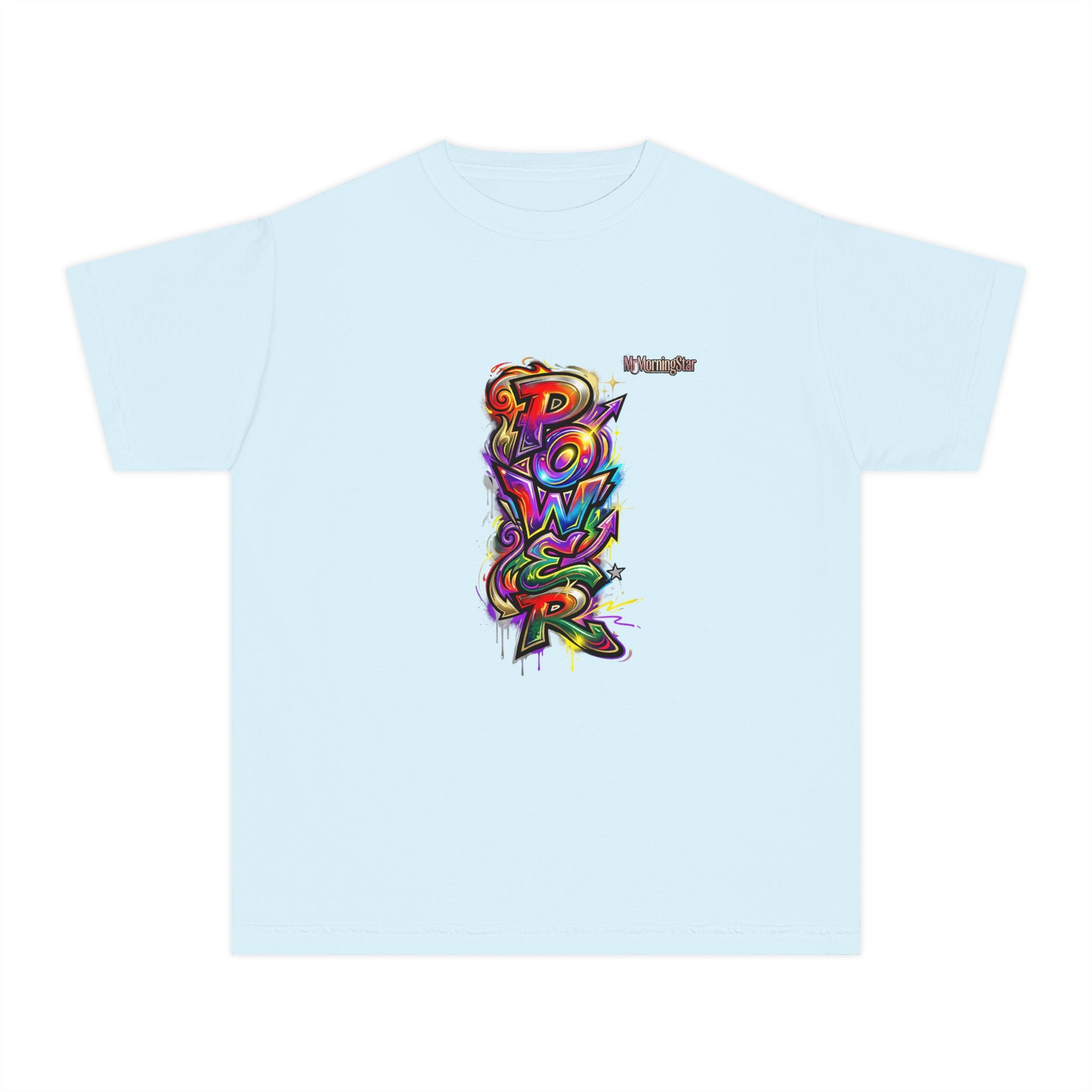 Youth Tee - Colorful 'Power' Graffiti Vertical Graphic
