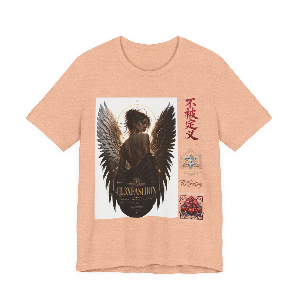 Angel Wings Graphic Tee — '不被定义' Asian-Inspired Dark Angel T-Shirt