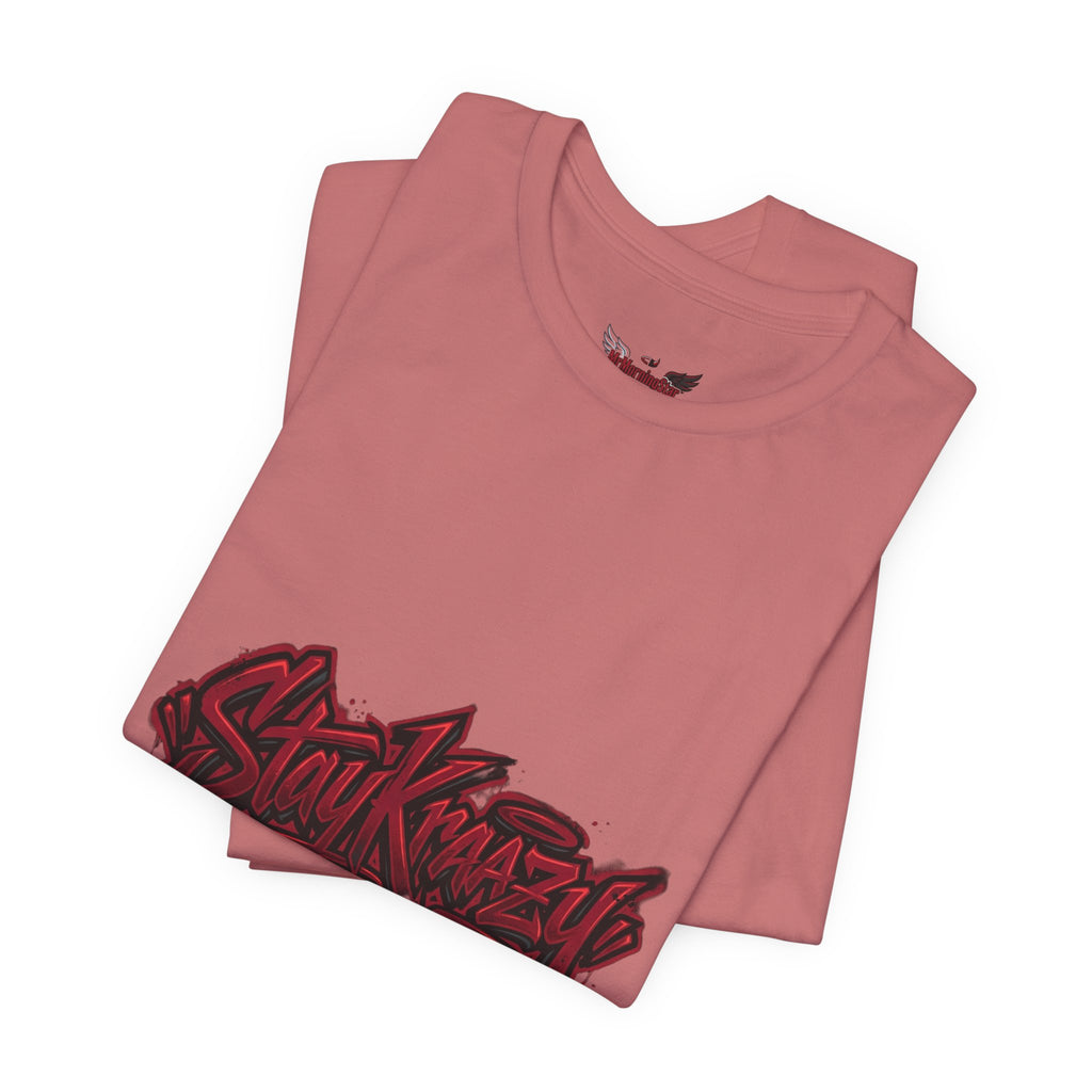 Stay Krazi Graffiti Tee — Red 17 Streetwear T‑Shirt