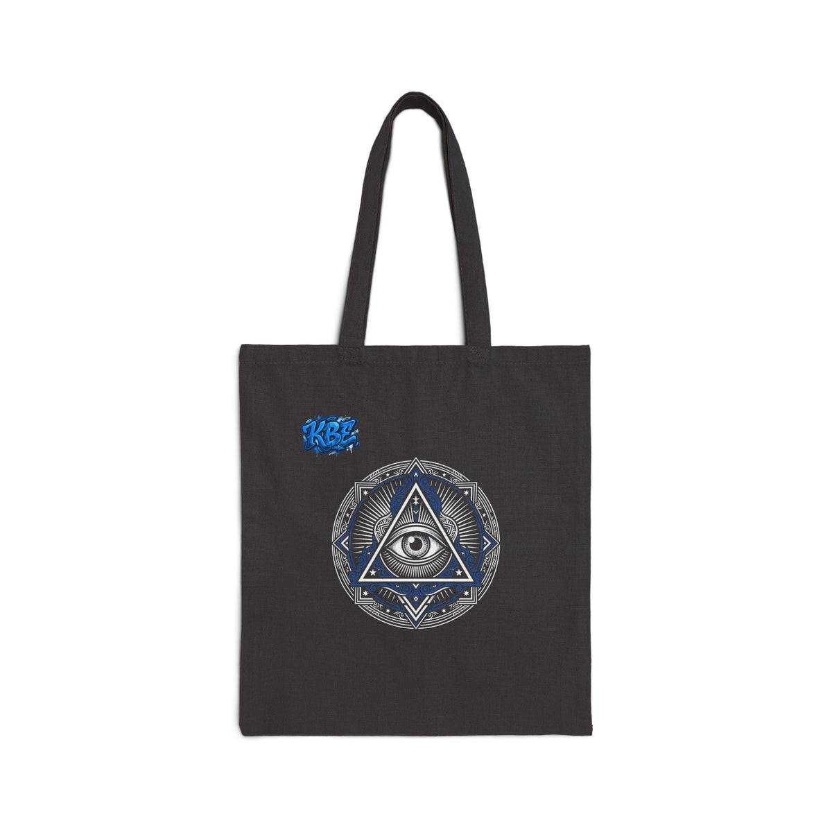 Canvas Tote Bag — Minimal Blue Floral Line Art Everyday Market Tote