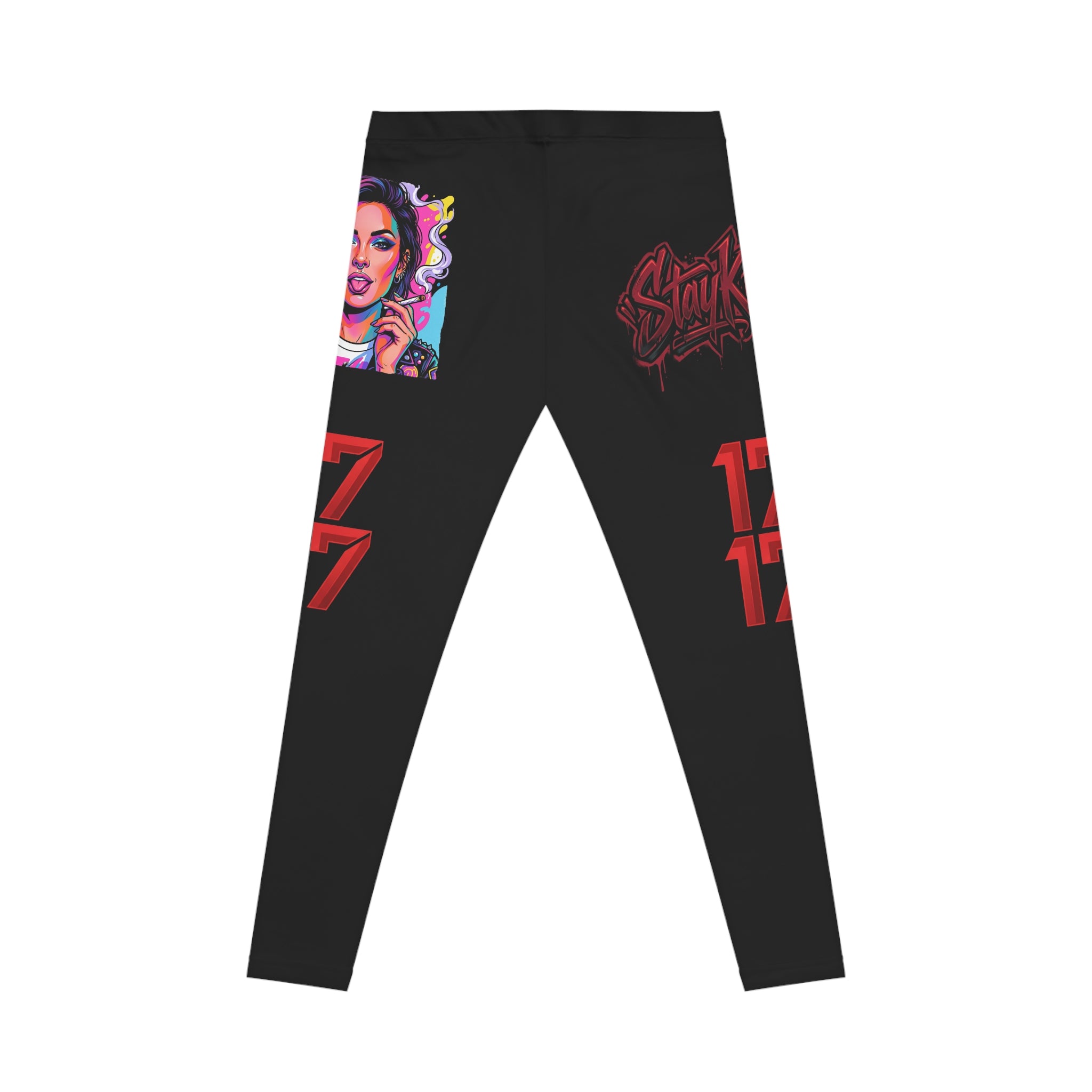 Women's Graphic Leggings — Neon Pinup & Street Art Collage